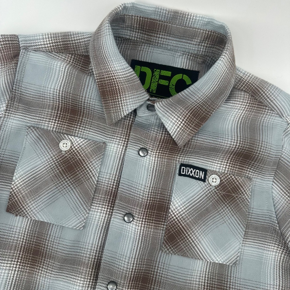 Dixxon Shirt Plaid Flannel Youth Small Gray Brown DFC Division L/S Kids Classic